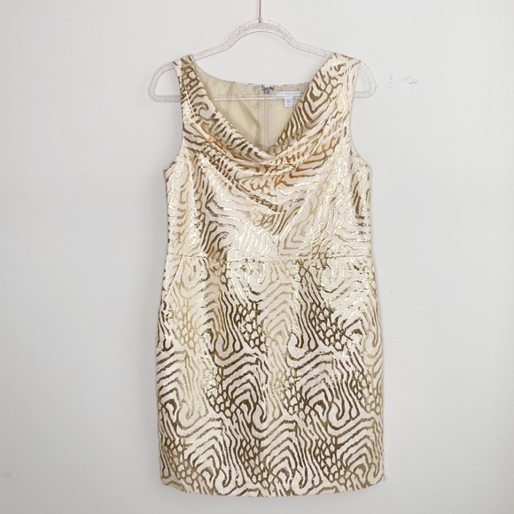 Gap metallic gold and cream party dress - Picture 1 of 8
